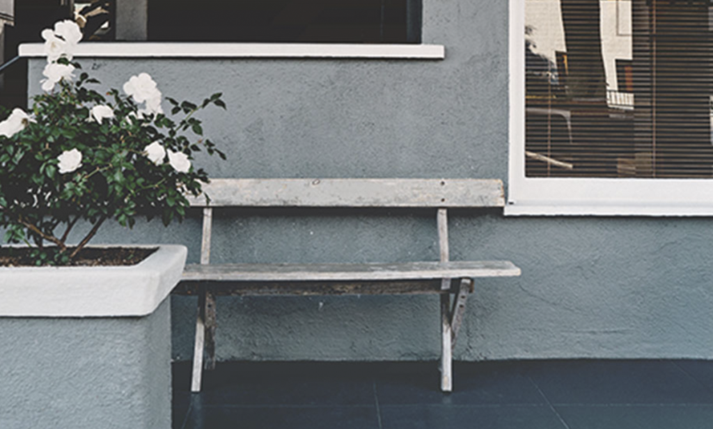 Outdoor Bench with Flowers